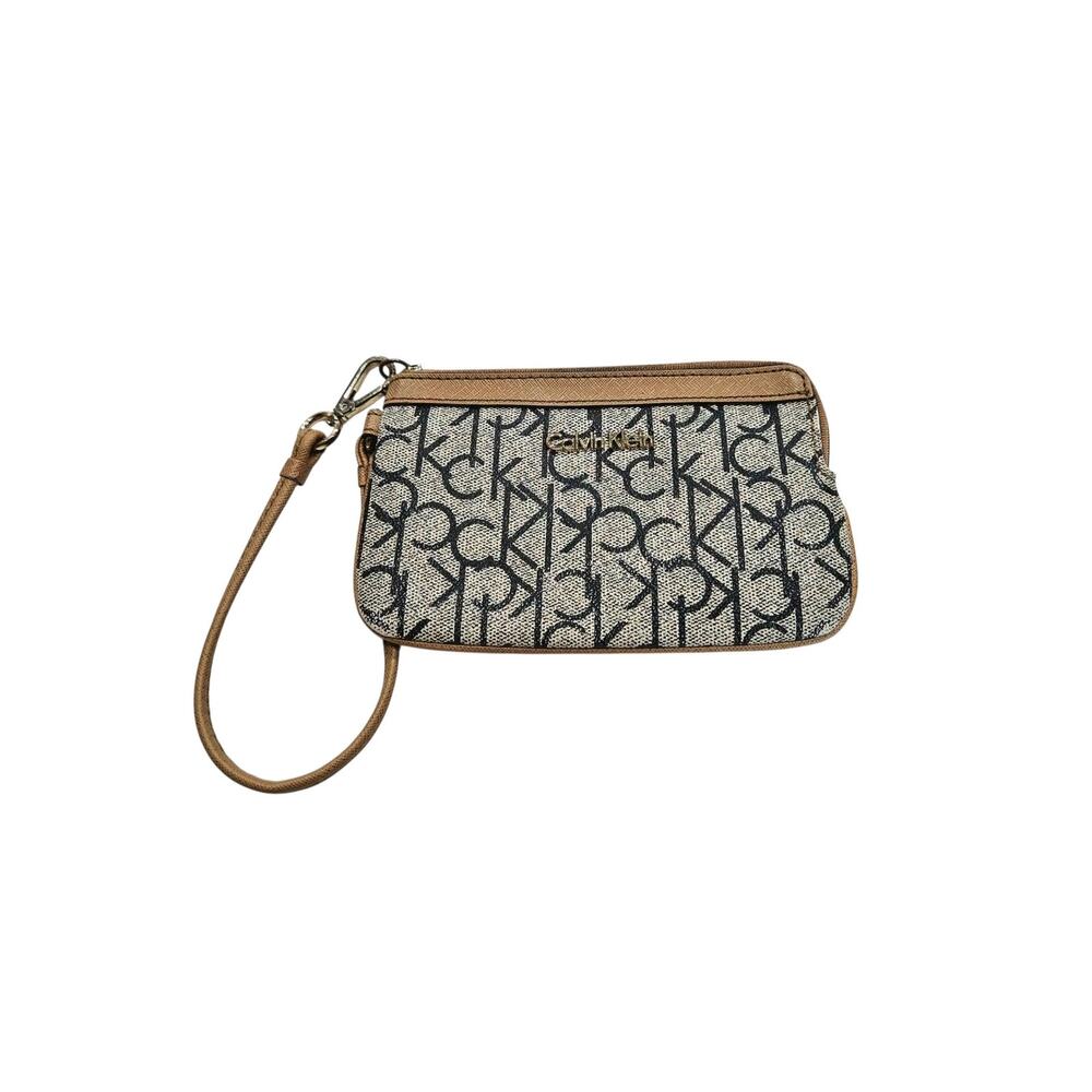 Calvin Klein CK Monogram Wristlet Beige Tan Logo